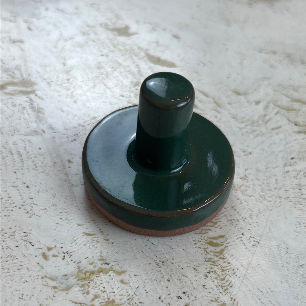 Cookie Stamp Terracotta Green Enamel  2" Rose Flower